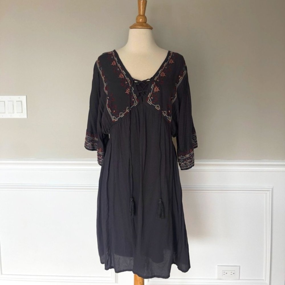 KNOX ROSE BLUE EMPIRE WAIST FLOWY DRESS